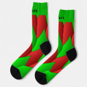 Rot grüne Art Deco Design Socken (Linkes Detail)
