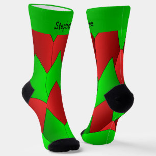 Rot grüne Art Deco Design Socken