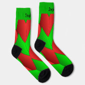 Rot grüne Art Deco Design Socken (Rechts)
