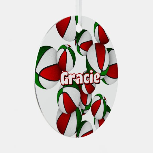 Rot grüne Basketbälle mit dem Namen Athlete Ornament Aus Metall (Vorderseite Rechts)