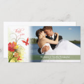 Rot grüne Blume + Schmetterling Hochzeit danke (Vorne/Hinten)