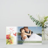 Rot grüne Blume + Schmetterling Hochzeit danke (Stehend Vorderseite)