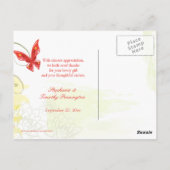 Rot grüne Blume + Schmetterling Hochzeit danke Postkarte (Rückseite)