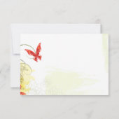Rot grüne Blume + Schmetterling Hochzeit rsvp Antw (Rückseite)