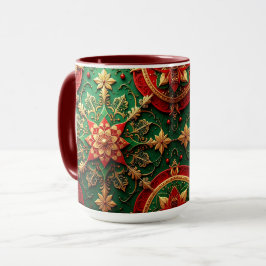 Rot-grüne dekorative Feiertags-Tasse Tasse