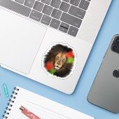 Rot-Grüne-Dschungelkatze Aufkleber (Laptop mit iPhone)