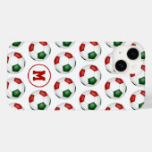 Rot-grüne Fußbälle Muster mit Monogramm Case-Mate iPhone Hülle (Rückseite (Horizontal))