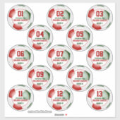 Rot-grüne Fußballmannschaft Farben Set von 13 benu Aufkleber (Blatt)