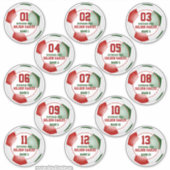 Rot-grüne Fußballmannschaft Farben Set von 13 benu Aufkleber (Vorderseite)