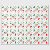 Rot, Grüne Hirsche und Name Weihnachtsfeiertag Fot Geschenkpapier (Flach)