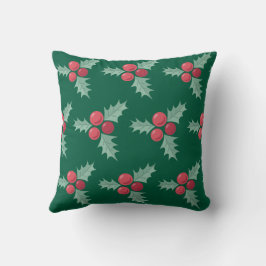 Rot/Grüne Holbeeren Kissen