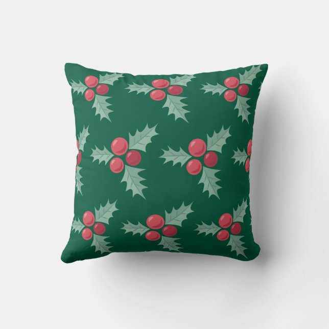 Rot/Grüne Holbeeren Kissen (Rückseite)