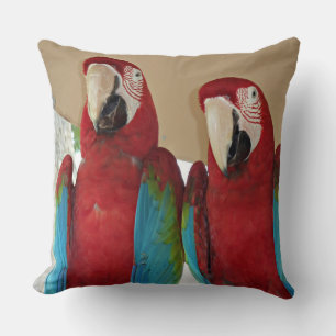 Rot-grüne Macaws (Papageien) Kissen