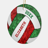 Rot-grüne Mädchen Volleyball Weihnachten Keramik Ornament (Links)