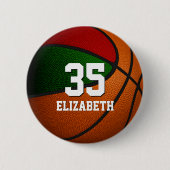 Rot grüne Mannschaft Farbe Basketball Mädchen Name Button (Vorderseite)