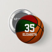 Rot grüne Mannschaft Farbe Basketball Mädchen Name Button (Vorne & Hinten)