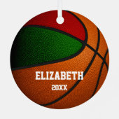 Rot-grüne Mannschaft Farbe Jungen Basketball Ornament Aus Metall (Rückseite)