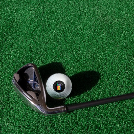 Rot-grüne Monogramm, Initial-B-Schwarz-weiß Golfball