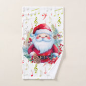 Rot grüne Musiknoten und der Weihnachtsmann Badhandtuch Set (Handtuch)