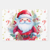 Rot grüne Musiknoten und der Weihnachtsmann Geschenkpapier Set (Vorderseite 3)