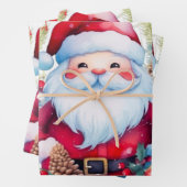 Rot grüne Musiknoten und der Weihnachtsmann Geschenkpapier Set (Beispiel)