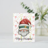 Rot grüne Musiknoten und der Weihnachtsmann Postka Postkarte (Stehend Vorderseite)