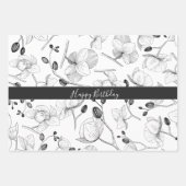 Rot-grüne Orchidee mit elegantem Blumenmuster Geschenkpapier Set (Vorderseite)