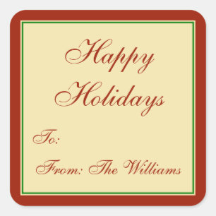 Rot-Grüne personalisierte Quadratischer Aufkleber