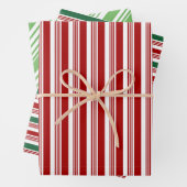 Rot-grüne Pfefferminzstreifen Geschenkpapier Set (Beispiel)
