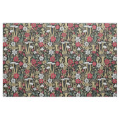 Rot-grüne Pilze und Blume Stoff (Yard (91,4 cm))