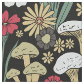 Rot-grüne Pilze und Blume Stoff (Nahaufnahme)