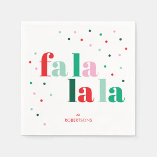 Rot Grüne Pink Fa La La La Weihnachts-Papier-Servi Serviette
