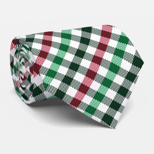 Rot Grüne Plaid Gingham für ihn Krawatte (Gerollt)
