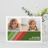 Rot-grüne Retrostreifen - 2 Fotomaterial Feiertagskarte (Stehend Vorderseite)