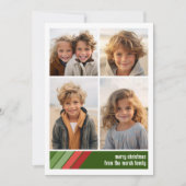 Rot-grüne Retrostreifen - 4 Fotomaterial Feiertagskarte (Vorderseite)