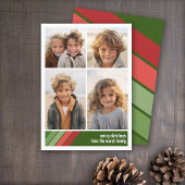 Rot-grüne Retrostreifen - 4 Fotomaterial Feiertagskarte