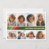 Rot-grüne Retrostreifen - 8 Fotomaterial Feiertagskarte (Vorderseite)