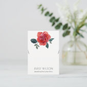 ROT GRÜNE ROSE FLORAL ENECKLACE DISPLAY VISITENKARTE (Stehend Vorderseite)