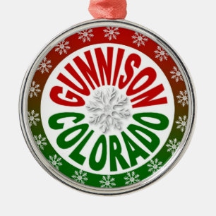 Rot-grüne Schneeflocke im Gunnison Colorado Silbernes Ornament