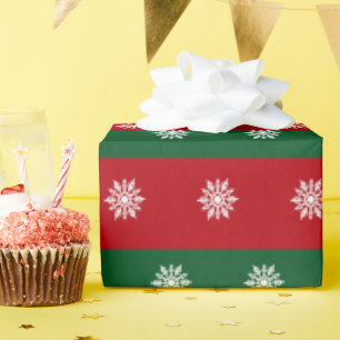 Rot-grüne Schneeflocken Geschenkpapier