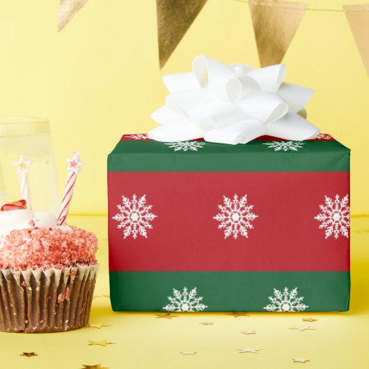 Rot-grüne Schneeflocken Geschenkpapier (Geburtstagsparty)