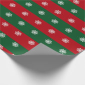 Rot-grüne Schneeflocken Geschenkpapier (Ecke)