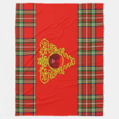 ROT GRÜNE SCOTTISH TARTAN, GOLD ZELLTIKKNOTEN HERZ FLEECEDECKE (Vorderseite)