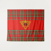 ROT GRÜNE SCOTTISH TARTAN, GOLD ZELLTIKKNOTEN HERZ WANDTEPPICH (Vorderseite (Horizontal))