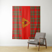 ROT GRÜNE SCOTTISH TARTAN, GOLD ZELLTIKKNOTEN HERZ WANDTEPPICH (Beispiel)