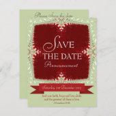 Rot + Grüne Spitzen Save the Date Einladung (Vorne/Hinten)