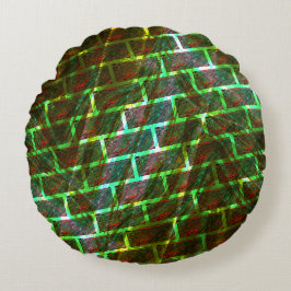Rot grüne Stangen, Kratzer, Gitter oder Wandeffekt Rundes Kissen