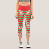 Rot-grüne Streifen in Monogramm Capri Leggings (Vorderseite)