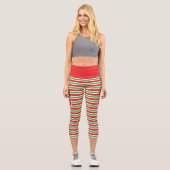 Rot-grüne Streifen in Monogramm Capri Leggings (Vorderseite)