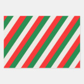 Rot-grüne Streifen und Goldstars Geschenkpapier Set (Vorderseite 3)